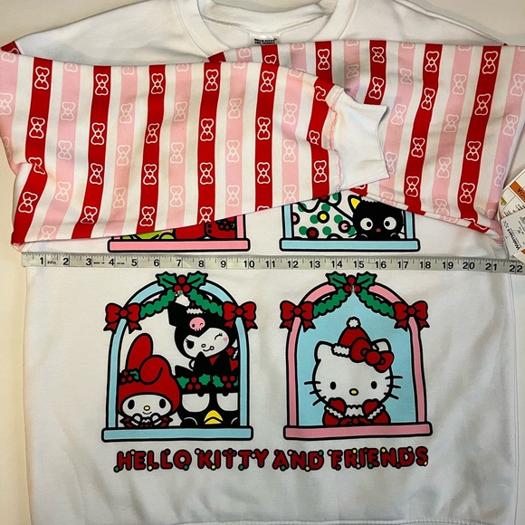 NWT Hello Kitty White and Pink Holiday Sweatshirt women sz Medium - Picture 7 of 8